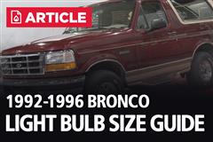 1992-1996 Bronco Light Bulb Size Guide