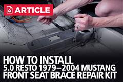 5.0 Resto 79-04 Mustang Front Seat Brace Repair Plate Kit | Install